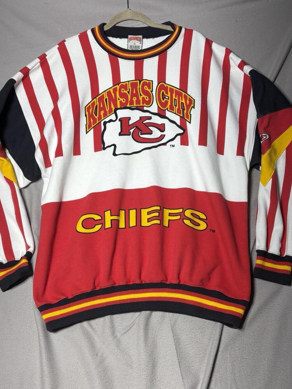 Nutmeg VTG 90s NFL Kansas City Chiefs Pullover Crewneck Sweatshirt XL Grail